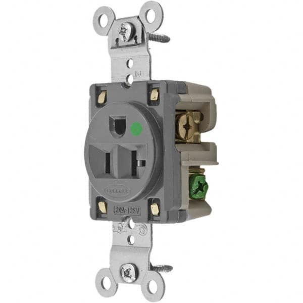 Hubbell Wiring Device-Kellems - 125V 20A NEMA 5-20R Hospital Grade Gray Straight Blade Single Receptacle - Best Tool & Supply