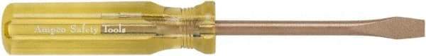 Ampco - 195mm OAL Standard Slotted Screwdriver - 100mm Blade Length, Round Shank, Acetate Handle - Best Tool & Supply