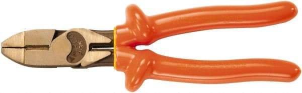 Ampco - 8-3/4" OAL, Insulated Side Cutting Linesman's Pliers - Smooth Jaw, 1000 Volt Insulated Handles - Best Tool & Supply