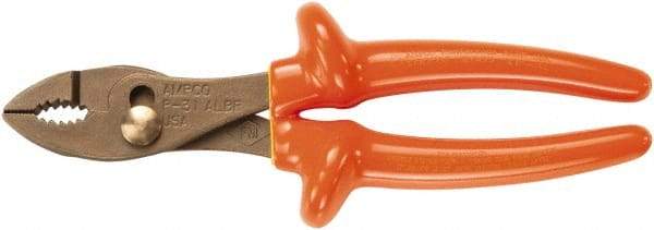 Ampco - 8-3/16" OAL, Insulated Adjustable Combination Pliers - Grooved Jaw, 1000 Volt Insulated Handles - Best Tool & Supply