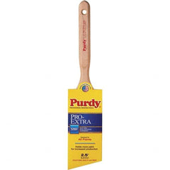 Purdy - 2-1/2" Angled Nylon/Polyester General Purpose Paint Brush - 3-3/16" Bristle Length, 7-1/4" Wood Fluted Handle - Best Tool & Supply