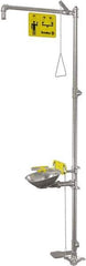 Bradley - 1-1/4" Inlet, 22 GPM shower Flow, Drench shower, Eye & Face Wash Station - Bowl, Triangular Pull Rod, Push Handle & Foot Pedal Activated, Stainless Steel Pipe, 316 Stainless Steel Shower Head, 5.1 GPM Bowl Flow, Corrosion Resistant - Best Tool & Supply