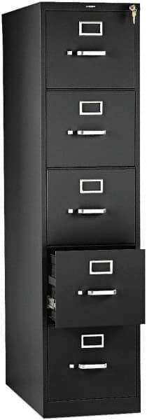 Hon - 26" Wide x 60" High x 26-1/2" Deep, 5 Drawer Vertical File with Lock - Steel, Black - Best Tool & Supply