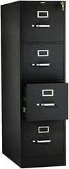 Hon - 15" Wide x 52" High x 26-1/2" Deep, 4 Drawer Vertical File with Lock - Steel, Black - Best Tool & Supply