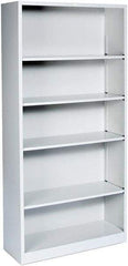 Hon - 5 Shelf, 71" High x 34" Wide Bookcase - 12" Deep, Steel, Light Gray - Best Tool & Supply