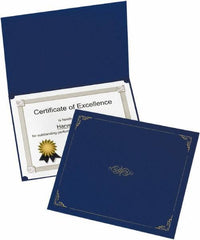 OXFORD - 5 Piece Dark Blue Document Holders-Certificate/Document - 9-3/4" High x 12-1/2" Wide - Best Tool & Supply