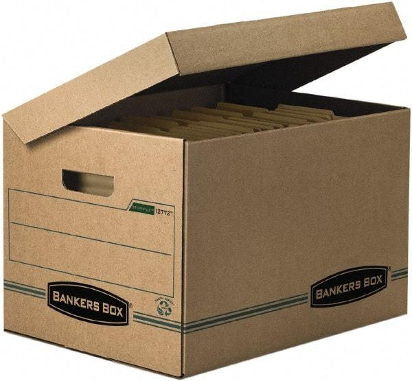 BANKERS BOX - 1 Compartment, 12 Inch Wide x 15 Inch Deep x 10 Inch High, File Storage Box - Paper, Kraft and Green - Best Tool & Supply