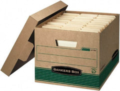 BANKERS BOX - 1 Compartment, 12 Inch Wide x 15 Inch Deep x 10 Inch High, File Storage Box - Paper, Kraft and Green - Best Tool & Supply