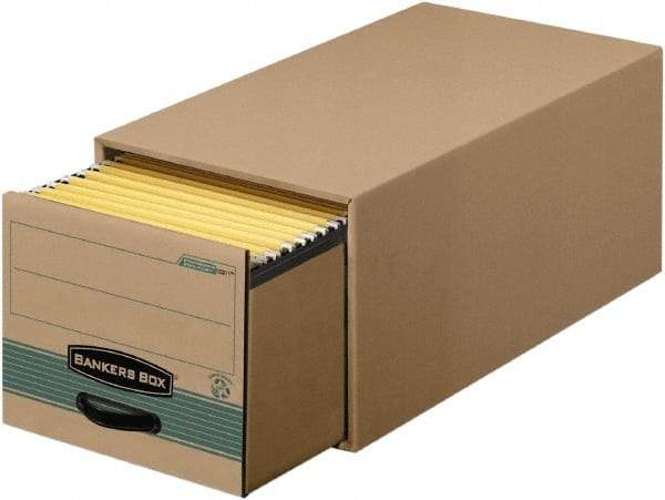 BANKERS BOX - 1 Compartment, 15 Inch Wide x 23 Inch Deep x 10 Inch High, File Storage Box - 1 Ply Side, 2 Ply Bottom, 2 Ply End, Kraft and Green - Best Tool & Supply