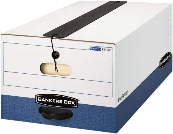 BANKERS BOX - 1 Compartment, 15 Inch Wide x 24 Inch Deep x 10 Inch High, File Storage Box - Paper, White and Blue - Best Tool & Supply