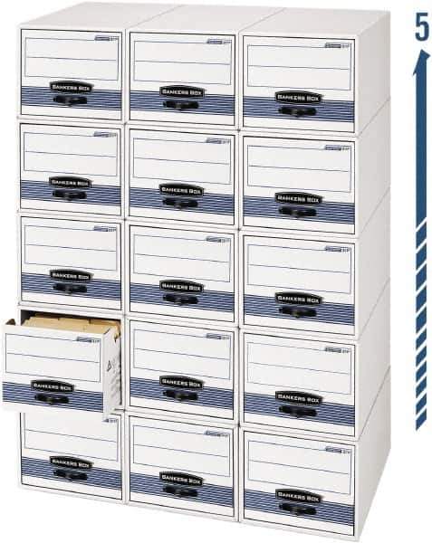 BANKERS BOX - 1 Compartment, 15 Inch Wide x 23 Inch Deep x 10 Inch High, File Storage Box - Steel Wire Frame, White and Blue - Best Tool & Supply