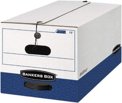 BANKERS BOX - 1 Compartment, 15 Inch Wide x 24 Inch Deep x 10 Inch High, File Storage Box - 1 Ply Side, 2 Ply Bottom, 2 Ply End, White and Blue - Best Tool & Supply