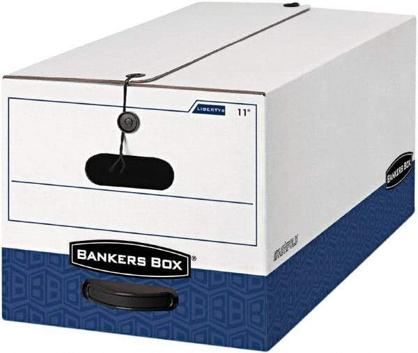 BANKERS BOX - 1 Compartment, 12 Inch Wide x 24 Inch Deep x 10 Inch High, File Storage Box - 1 Ply Side, 2 Ply Bottom, 2 Ply End, White and Blue - Best Tool & Supply