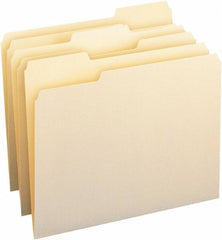 Samsill - 8-1/2 x 11", Letter Size, Manila, File Folders with Top Tab - 11 Point Stock, 1/3 Tab Cut Location - Best Tool & Supply