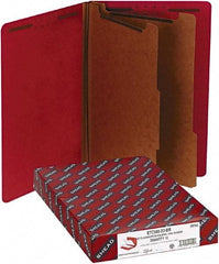 Samsill - 8-1/2 x 14", Legal, Bright Red, Classification Folders with End Tab Fastener - 11 Point Stock, Straight Tab Cut Location - Best Tool & Supply