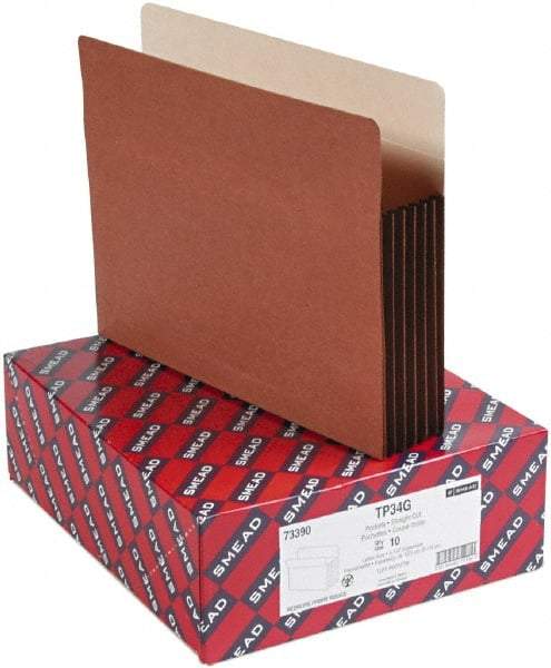 Samsill - 8-1/2 x 11", Letter Size, Manila/Redrope, Expandable File Folders with Drop Front & Top Tab Pocket - 11 Point Stock, Straight Tab Cut Location - Best Tool & Supply