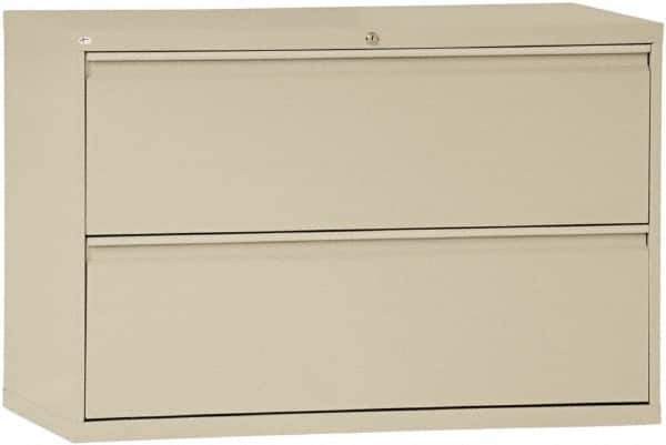 ALERA - 42" Wide x 29" High x 19-1/4" Deep, 2 Drawer Lateral File with Lock - Steel, Putty - Best Tool & Supply