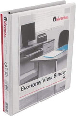 UNIVERSAL - 1" Sheet Capacity, 11 x 8-1/2", View Ring Binder - Vinyl, White - Best Tool & Supply