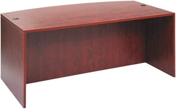 ALERA - Woodgrain Laminate Bow Front Desk - 71" Wide x 35" Deep x 41" High, Medium Cherry - Best Tool & Supply