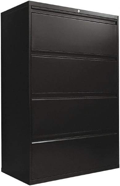 ALERA - 36" Wide x 54" High x 19-1/4" Deep, 4 Drawer Lateral File with Lock - Steel, Black - Best Tool & Supply