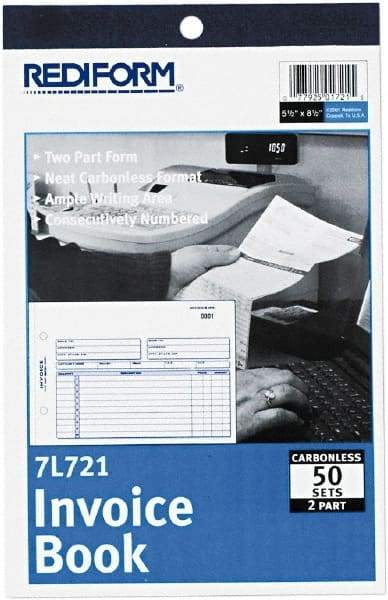 REDIFORM - 50 Sheet, 5-1/2 x 7-7/8", Invoice Book - White - Best Tool & Supply