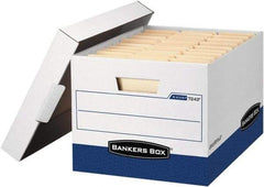 BANKERS BOX - 1 Compartment, 12 Inch Wide x 15 Inch Deep x 10 Inch High, File Storage Box - Corrugated, White and Blue - Best Tool & Supply