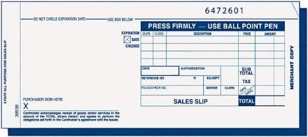 TOPS - 100 Sheet, 7-7/8 x 3-1/4", Sales Slip Book - White - Best Tool & Supply