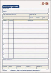 TOPS - 50 Sheet, 5-1/2 x 7-7/8", Receiving Record Book - White - Best Tool & Supply