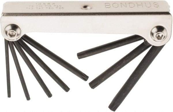 Bondhus - 8 Piece T9 to T40 Fold-Up Torx Key Set - T9, T10, T15, T20, T25, T27, T30, T40 Torx Size - Best Tool & Supply