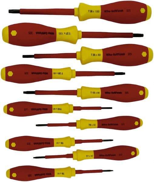 Wiha - 10 Piece T6 to T30 Ergonomic Handle Torx Driver Set - T-6, T-7, T-8, T-9, T-10, T-15, T-20, T-25, T-27, T-30 - Best Tool & Supply