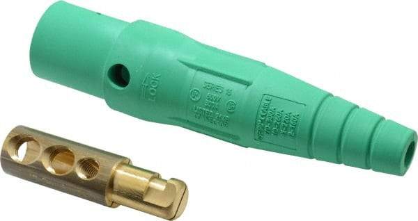 Leviton - 3R NEMA Rated, 600 Volt, 300 Amp, 2 to 2/0 AWG, Cam, Double Set Screw, Male Single Pole Plug and Connector - 7.01 Inch Long, Green - Best Tool & Supply