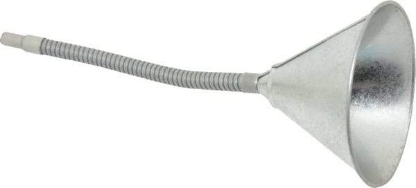 Value Collection - 1 Qt Capacity Steel Funnel - 6" Mouth OD, 9/16" Tip OD, 12" Flexible Spout - Best Tool & Supply