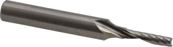 Onsrud - 1/8" Cutting Diam x 1/2" Length of Cut, 1 Flute, Upcut Spiral Router Bit - Uncoated, Right Hand Cut, Solid Carbide, 2" OAL x 1/4" Shank Diam, Single Edge, 21° Helix Angle - Best Tool & Supply