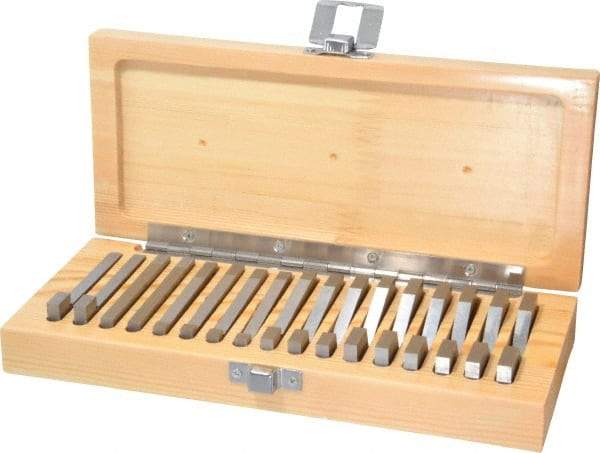 TESA Brown & Sharpe - 0.25 to 45° Angle, 3 Inch Long, Angle Block Set - 50-55 Rc Hardness, 17 Pieces - Best Tool & Supply