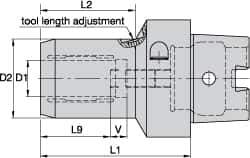 Kennametal - HSK63C Taper Shank, 20mm Hole Diam, Hydraulic Tool Holder/Chuck - 41.6mm Nose Diam, 80mm Projection, 40mm Clamp Depth, 15,000 RPM, Through Coolant - Exact Industrial Supply