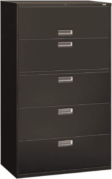 Hon - 42" Wide x 67" High x 19-1/4" Deep, 5 Drawer Roll-Out, Roll-Out Posting - Steel, Charcoal - Best Tool & Supply