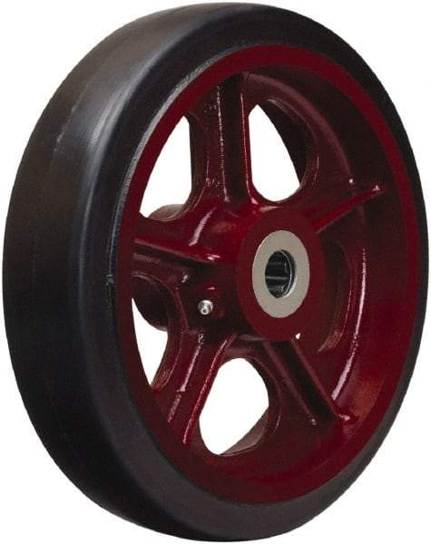 Hamilton - 12 Inch Diameter x 2-1/2 Inch Wide, Rubber on Cast Iron Caster Wheel - 900 Lb. Capacity, 3-1/4 Inch Hub Length, 1-1/4 Inch Axle Diameter, Straight Roller Bearing - Best Tool & Supply