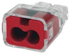 Ideal - 2 Port, 18 to 12 AWG Compatible, Push-In Wire Connector - 0.78" OAL x 0.52" OAW x 0.38" OAH, Red - Best Tool & Supply