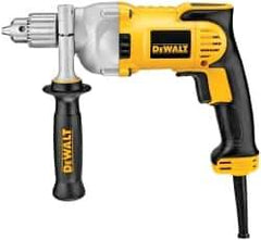 DeWALT - 1/2" Keyed Chuck, 1,200 RPM, Pistol Grip Handle Electric Drill - 10.5 Amps, 115 Volts, Reversible, Includes 360° Locking Side Handle with Soft Grip & Chuck Key with Holder - Best Tool & Supply