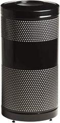 Rubbermaid - 25 Gal Black Round Decorative Waste Receptacle With Top - Steel, 902mm High - Best Tool & Supply