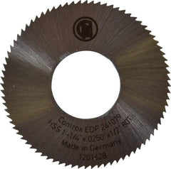 Controx - 1-1/4" Diam x 0.025" Blade Thickness x 1/2" Arbor Hole Diam, 80 Tooth Slitting & Slotting Saw - Arbor Connection, Right Hand, Uncoated, M2 High Speed Steel, Concave Ground - Best Tool & Supply