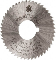 Controx - 1-1/2" Diam x 1/16" Blade Thickness x 1/2" Arbor Hole Diam, 48 Tooth Slitting and Slotting Saw - Arbor Connection, Right Hand, Uncoated, Cobalt, Concave Ground, Contains Keyway - Best Tool & Supply