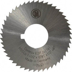 Controx - 1-1/2" Diam x 0.0781" Blade Thickness x 1/2" Arbor Hole Diam, 48 Tooth Slitting and Slotting Saw - Arbor Connection, Right Hand, Uncoated, Cobalt, Concave Ground, Contains Keyway - Best Tool & Supply