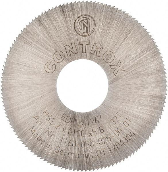 Controx - 2" Diam x 0.01" Blade Thickness x 5/8" Arbor Hole Diam, 132 Tooth Slitting and Slotting Saw - Arbor Connection, Right Hand, Uncoated, High Speed Steel, Concave Ground - Best Tool & Supply