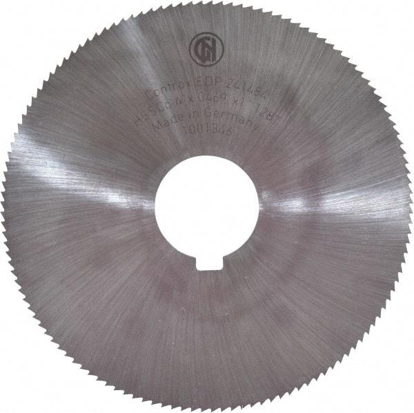 Controx - 4" Diam x 0.0469" Blade Thickness x 1" Arbor Hole Diam, 128 Tooth Slitting and Slotting Saw - Arbor Connection, Right Hand, Uncoated, Cobalt, Concave Ground, Contains Keyway - Best Tool & Supply