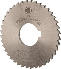 Controx - 3" Diam x 1/8" Blade Thickness x 1" Arbor Hole Diam, 40 Tooth Slitting and Slotting Saw - Arbor Connection, Right Hand, Uncoated, Cobalt, 15° Rake, Concave Ground, Contains Keyway - Best Tool & Supply