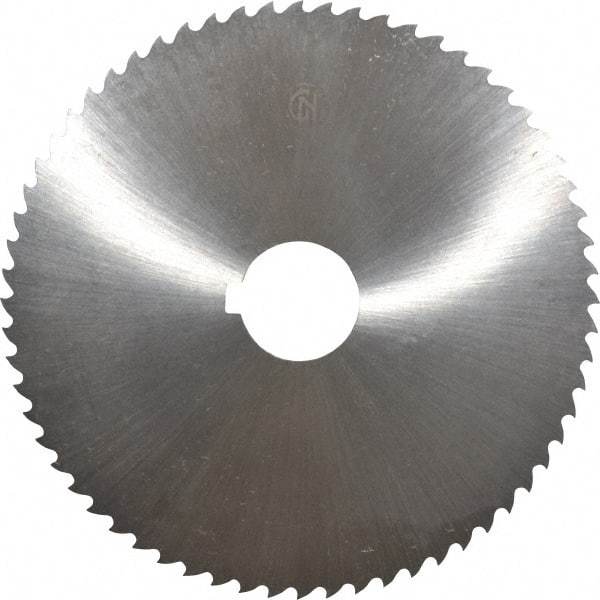 Controx - 5" Diam x 1/16" Blade Thickness x 1" Arbor Hole Diam, 64 Tooth Slitting and Slotting Saw - Arbor Connection, Right Hand, Uncoated, Cobalt, 15° Rake, Concave Ground, Contains Keyway - Best Tool & Supply