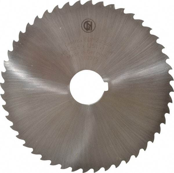 Controx - 5" Diam x 1/8" Blade Thickness x 1" Arbor Hole Diam, 48 Tooth Slitting and Slotting Saw - Arbor Connection, Right Hand, Uncoated, Cobalt, 15° Rake, Concave Ground, Contains Keyway - Best Tool & Supply