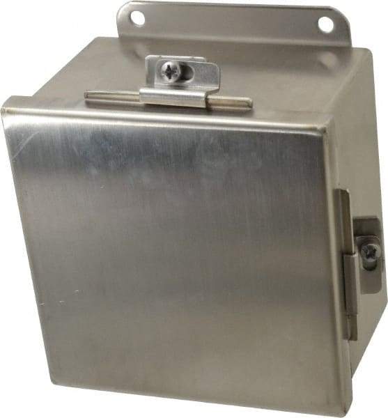 Cooper B-Line - Stainless Steel Standard Enclosure Hinge Flat Cover - NEMA 4, 12, 13, 3RX, 4X, 6" Wide x 6" High x 4" Deep, Corrosion Resistant, Dust-tight, Rainproof & Watertight - Best Tool & Supply