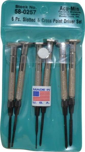 Moody Tools - 6 Piece JIS, Phillips & Slotted Screwdriver Set - Bit Sizes: Philips JIS: #00, Phillips: #0, #1, Slotted - Best Tool & Supply